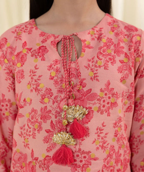 Girls 3 Piece - Embroidered Raw Silk Suit
