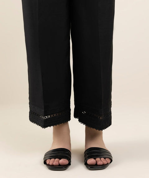 Sapphire Black Raw Silk Culottes