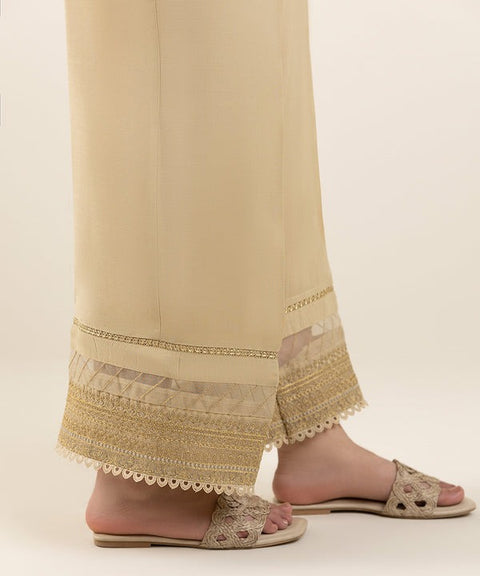 Sapphire  Cream Embroidered Raw Silk Culottes