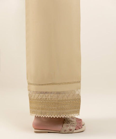 Sapphire  Cream Embroidered Raw Silk Culottes