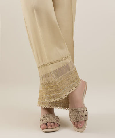 Sapphire  Cream Embroidered Raw Silk Culottes
