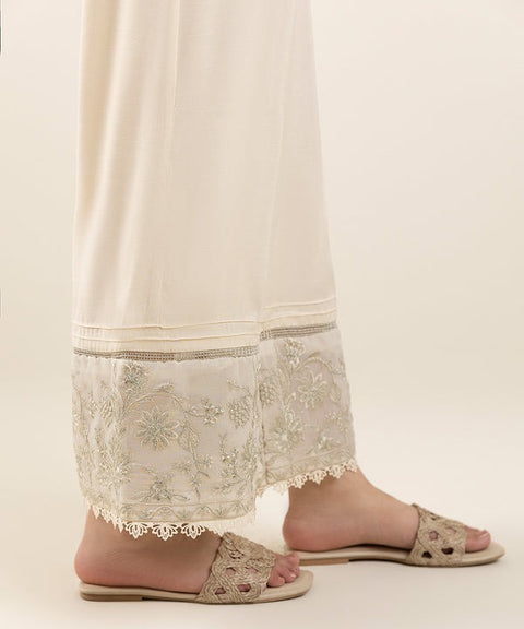 Sapphire Cream Embroidered 2 Raw Silk Culotte