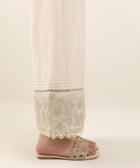 Sapphire Cream Embroidered 2 Raw Silk Culotte
