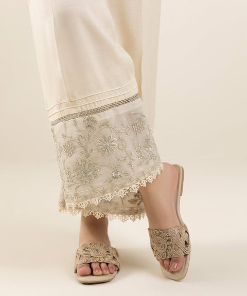 Sapphire Cream Embroidered 2 Raw Silk Culotte