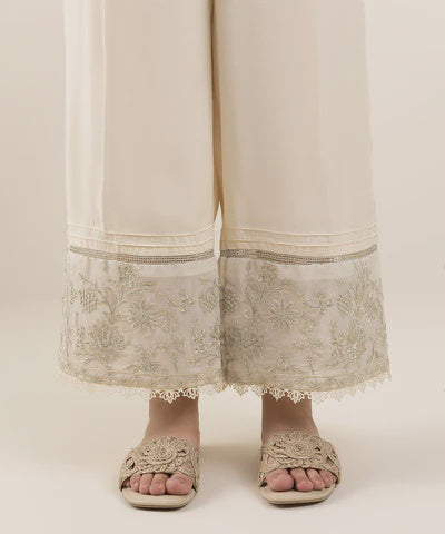 Sapphire Cream Embroidered 2 Raw Silk Culotte