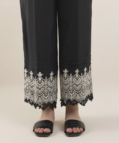 Sapphire Black 2 Embroidered Raw Silk Culottes