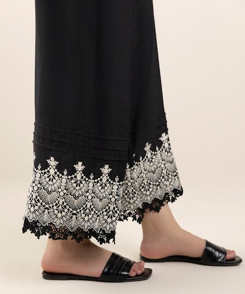 Sapphire Black 2 Embroidered Raw Silk Culottes