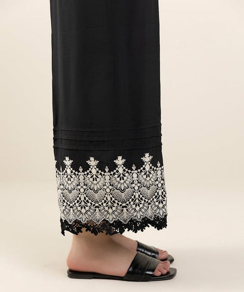 Sapphire Black 2 Embroidered Raw Silk Culottes