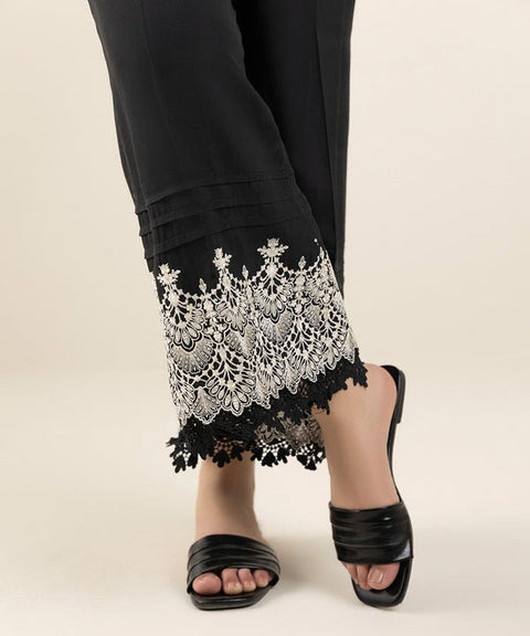 Sapphire Black 2 Embroidered Raw Silk Culottes