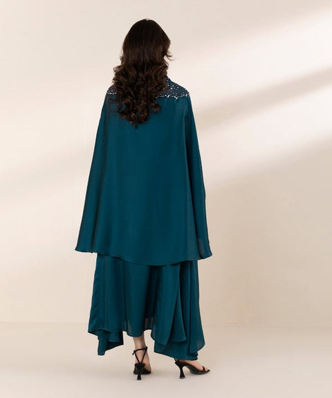 Sapphire Embellished Silk Kaftan
