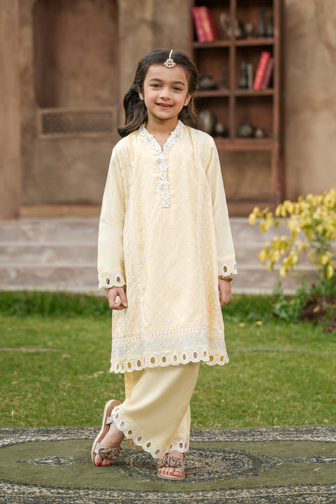 Yellow Embellished Kameez & Trouser 2pc
