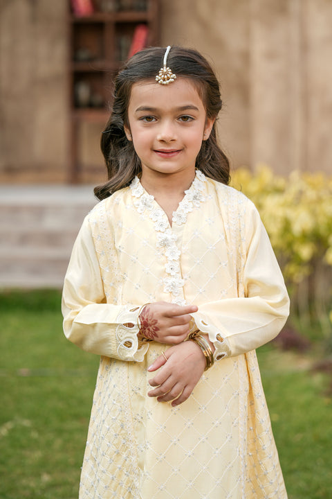 Yellow Embellished Kameez & Trouser 2pc