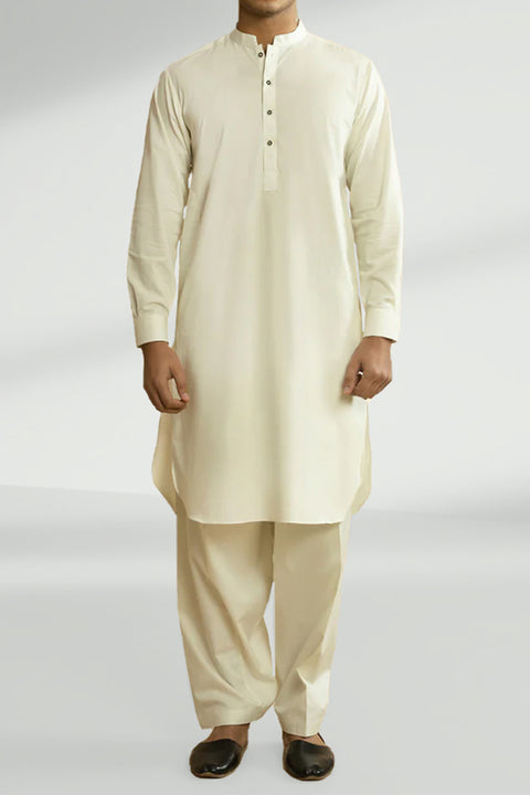 Burooj Man Ash White Cotton Shalwar Kameez Regular Fit