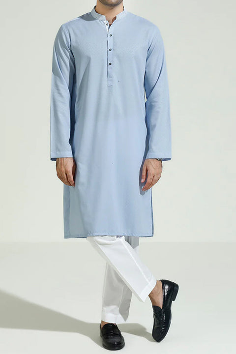 Burooj Man Blue Jacquard Kurta Trouser Slim Fit