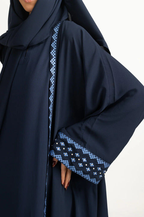 3PC Georgette Embroidered Abaya