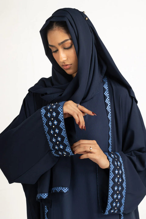 3PC Georgette Embroidered Abaya