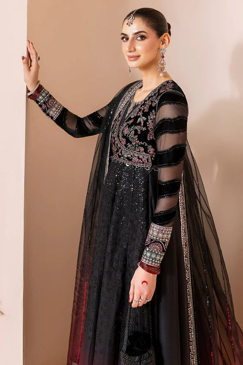 Black Embroidered Velvet maxi 3Pc suit RTW