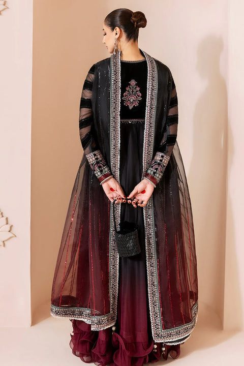 Black Embroidered Velvet maxi 3Pc suit RTW