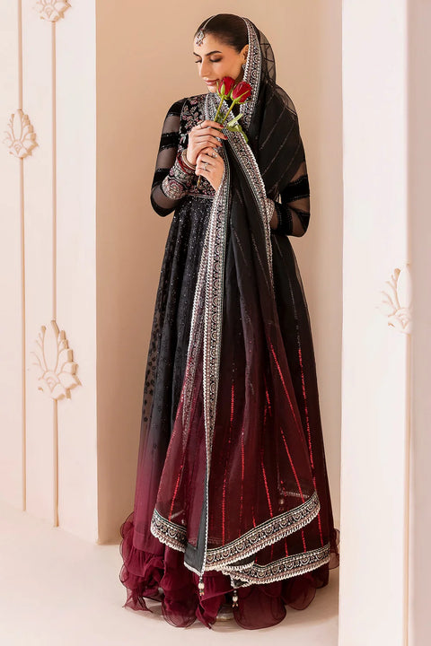 Black Embroidered Velvet maxi 3Pc suit RTW