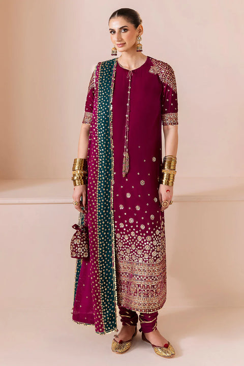 Magenta Embroidered Velvet RTW 3Pc