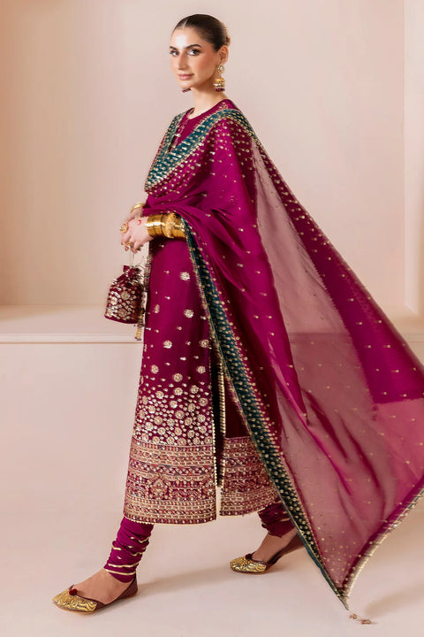 Magenta Embroidered Velvet RTW 3Pc