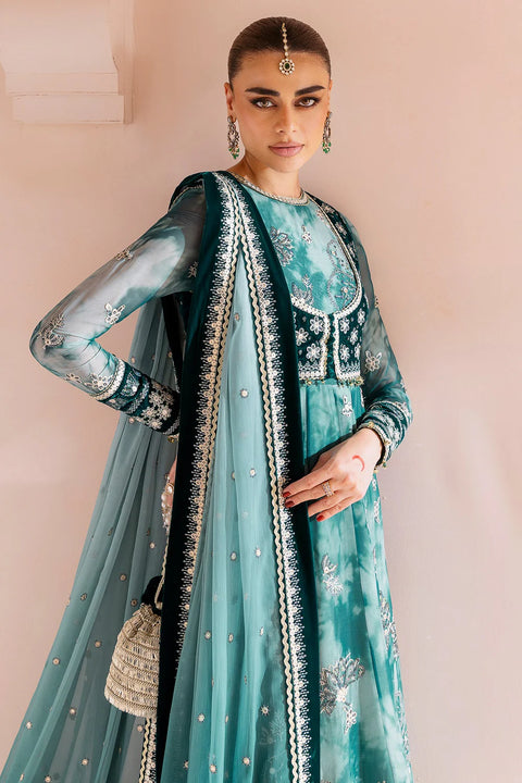 Green Maxi Embroidered Velvet Formal RTW 3pc