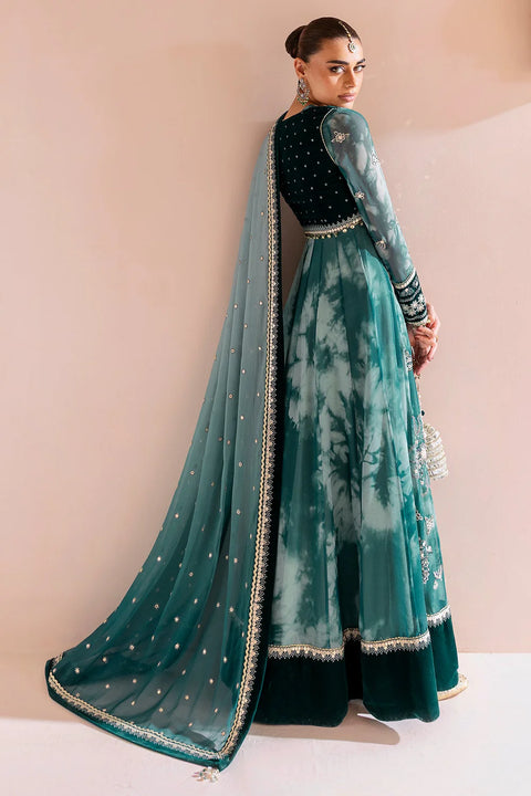 Green Maxi Embroidered Velvet Formal RTW 3pc
