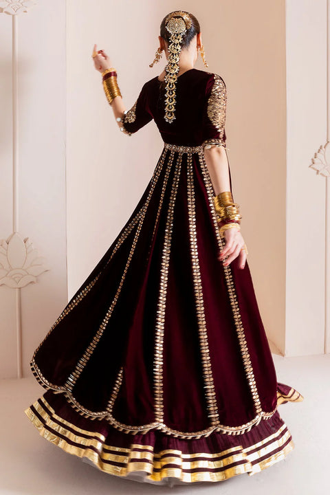 Maroon Embroidered Velvet Formal RTW 3pc