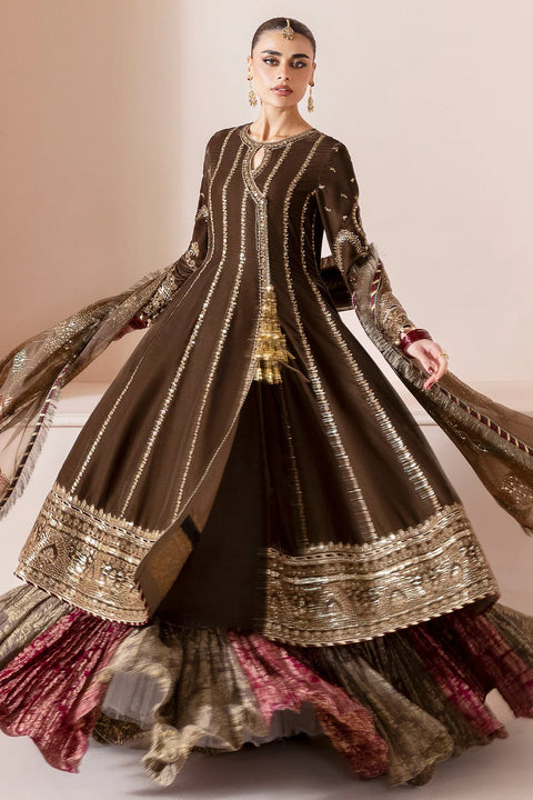 Brown Embroidered Velvet Formal 3pc RTW