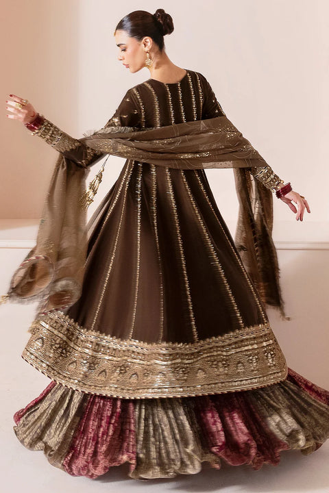 Brown Embroidered Velvet Formal 3pc RTW