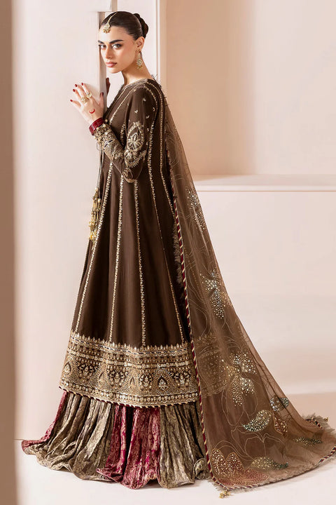Brown Embroidered Velvet Formal 3pc RTW