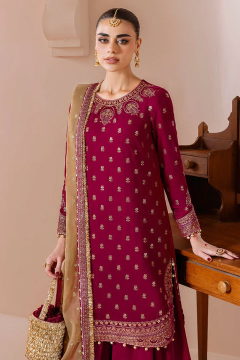 Magenta Embroidered Velvet 3Pc suit with shararah RTW