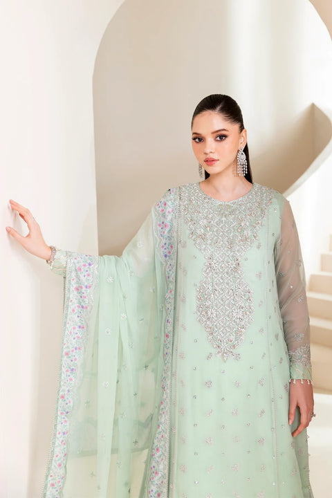 Mint Green Embroidered Chiffon RTW 3pc