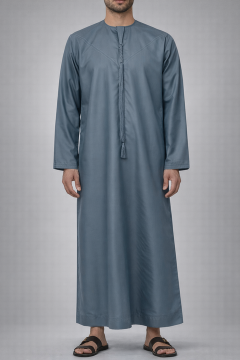 Burooj Emirati Khaleej Ash Blue Thobe / Jubbah