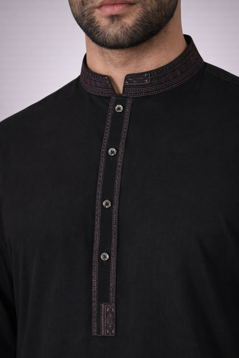 Burooj Black Embroidered Shalwar Kameez - Regular Fit