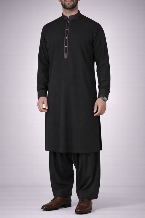 Burooj Black Embroidered Shalwar Kameez - Regular Fit
