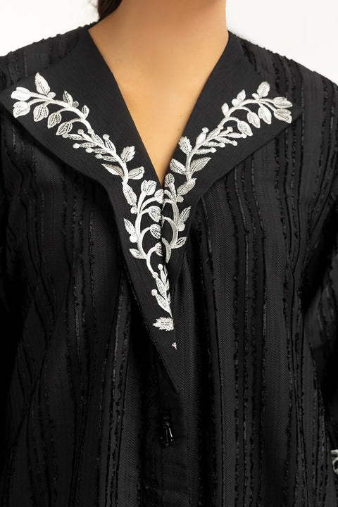 Brochia Georgette Embroidered Abaya With Embroidered Scarf