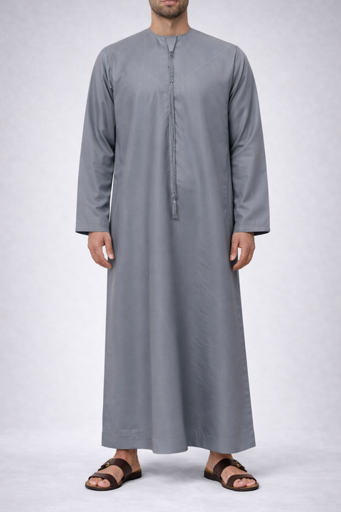 Burooj Emirati Men's Steel Grey Thobe / Jubbah