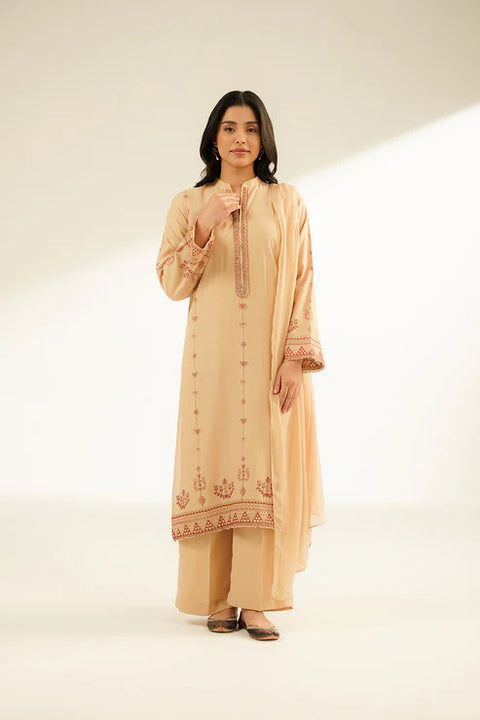 Skin 3 Piece Lawn Karandi Embroidered Suit 3pc