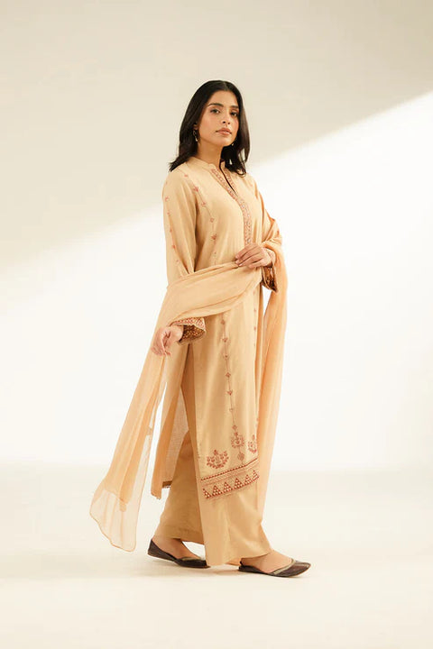 Skin 3 Piece Lawn Karandi Embroidered Suit 3pc
