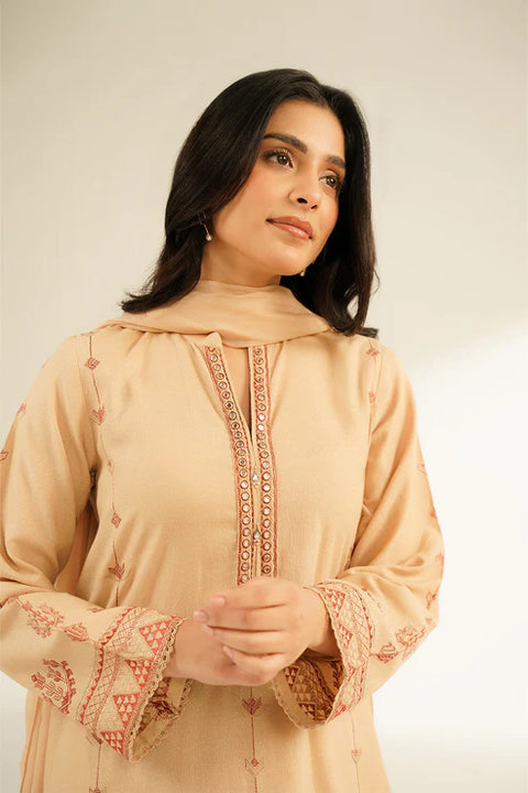 Skin 3 Piece Lawn Karandi Embroidered Suit 3pc