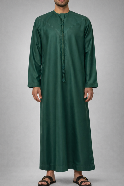 Burooj Emirati Men's Forest Green Thobe / Jubbah