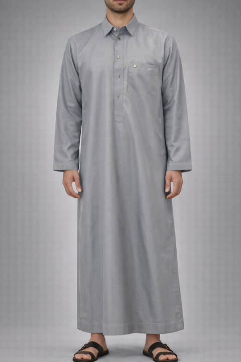 Burooj Man Grey Qatari Jubbah Thobe