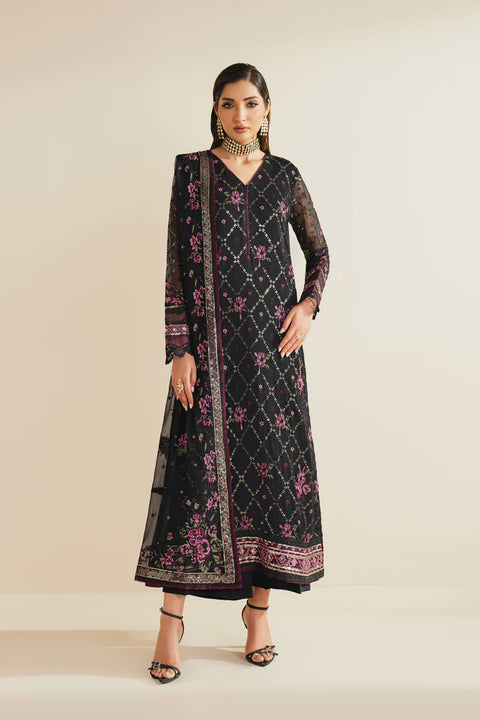 Black Embroidered Chiffon RTW 3 PIECE