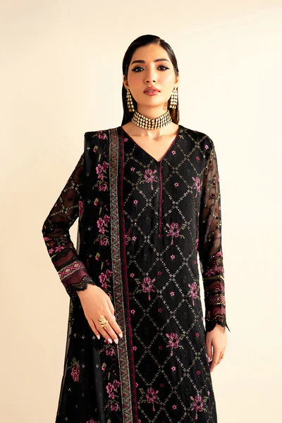 Black Embroidered Chiffon RTW 3 PIECE
