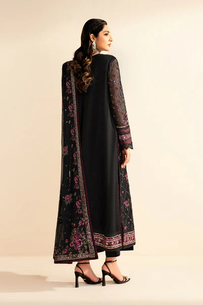 Black Embroidered Chiffon RTW 3 PIECE