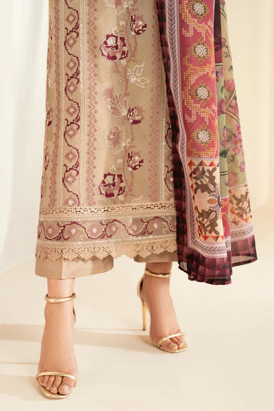 Beige Cross Stitch Embroidered Suit RTW 3 Piece