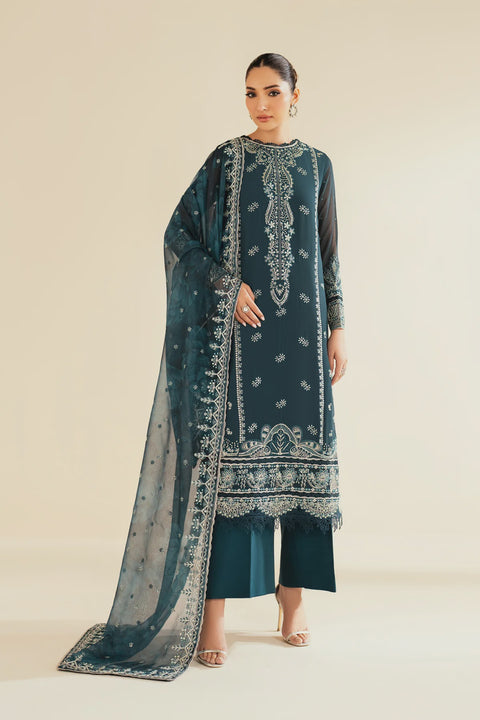 Teal Quince Embroidered Chiffon RTW 3 Piece