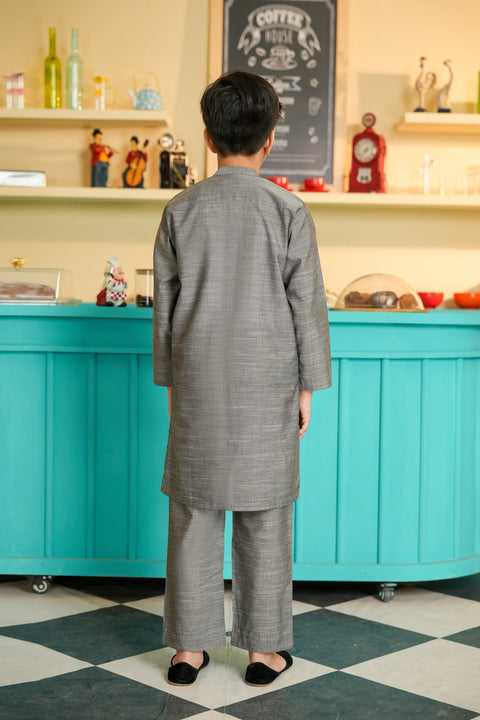 Dark Grey Boys Kurta & Trousers 2pc