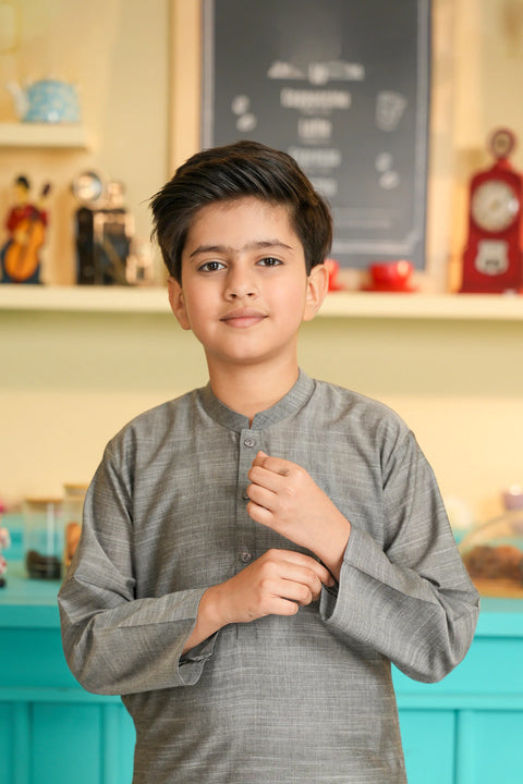 Dark Grey Boys Kurta & Trousers 2pc